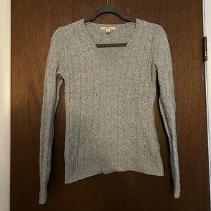 Merona Gray V-Neck Cable Knit Sweater